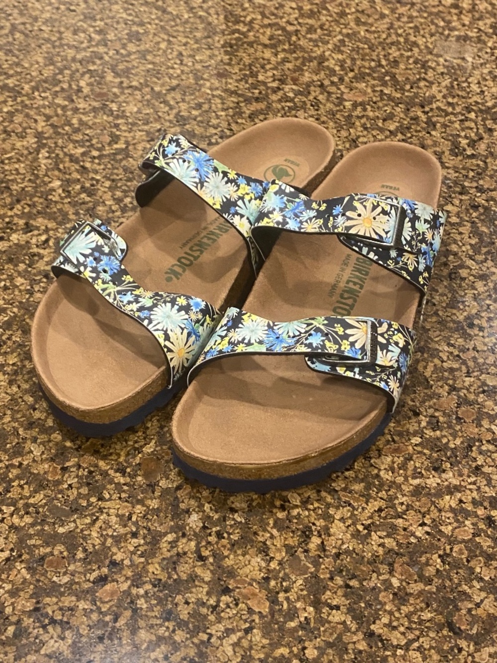 Birkenstock Sydney EU38/US7 Narrow Blue Birko Flowers